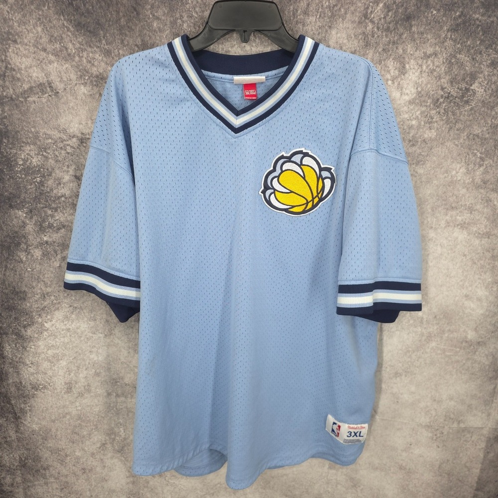 Memphis Grizzlies Mitchell & Ness Warm‎ Up Jersey Top Shirt Mens 3XL Blue Retro